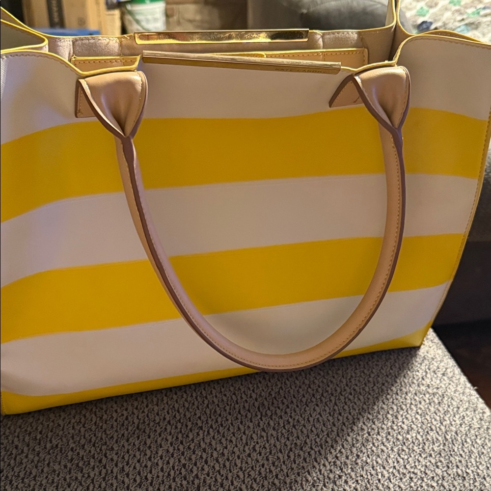 Kate Landry Yellow and White Striped Tote
